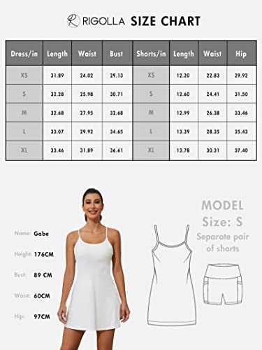 Rigolla Womens Workout Tennis Dress With Built In Shorts And Bra Athletic Golf Activewear For Exercise White S #TOP5
