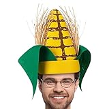 Sombrero de disfraz de maíz - comida divertida de 11 pulgadas, accesorio cosplay, piel marrón, diseño de hoja verde | Sombrero de de maíz de diseño moderno para niños adul