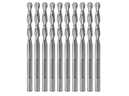 Image of YONICO Carbide Ball Nose End Mill CNC Router Bits 2 Flute Spiral (10 Pack) 1 /8-Inch Dia. 1 /8-Inch Shank 34201-SC-10PK