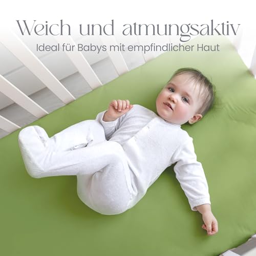 Spannbettlaken Kinderwagen 90x50 cm – 2er-Set Grün Baby Spannbettlaken Aus Bio-Baumwolle – Waschbar & Weich – Für Kinderwagenmatratze – Ansicht 6