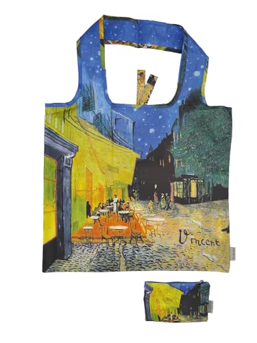 Fridolin Tasche: Van Gogh, Café de Nuit - „I was a bottle“ recycled, bag in bag, b/h: b/h: ca. 45,5 × 68,5 cm (offen); b/h: ca. 15,5 × 9,5 cm (geschlossen in kleiner Tasche)
