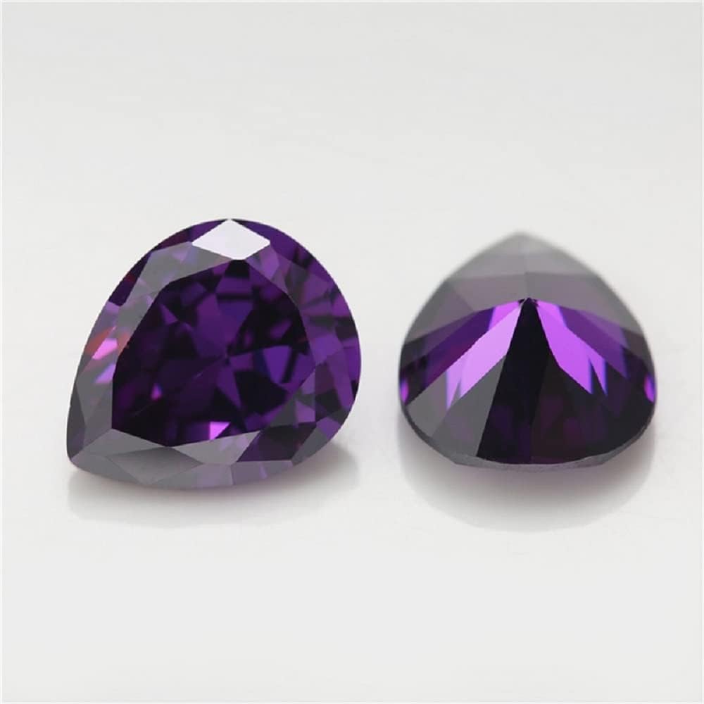 JIANGYUANGEMS 25pcs 8x10mm Pear Shape Cubic Zirconia Stone Blue Coffee RhodoliteColor LavenderColor AmethystColor Mix 5 Colors Loose CZ Stones Synthetic Gemstone for Jewelry Making (5pcs Each Color)