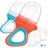 🍓🍌🍏 VOLUMEN DE SUMINISTRO: 2 chupetes para frutas con tapa para bebés y niños pequeños, 2 tetinas de silicona de tamaño S, 2 tetinas de silicona de tamaño M, 2 tetinas de silicona de tamaño L.