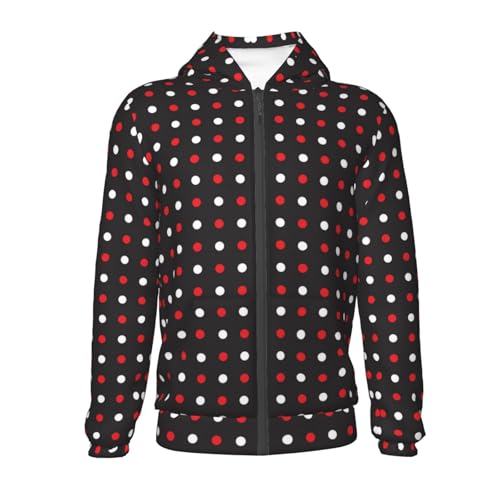 Red and white polka dots Kid Hoodies Boys Zip Up Sweatshirts Girls Pullover with Pocket2