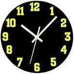 Mabpedo Glow in The Dark Wall Clock, 10 Inch Modern Silent Non Ticking Wall Clocks Battery Operated, Night Light Wall Clock for Living Room Decor, Wall Clocks Decorative for Kitchen Bedroom（Black）
