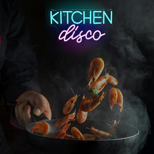 Image of JURONG Kitchen Disco Neon Signs for Wall Decor, Dimmable LED Neon Light USB Powered Light Up Signs for Home, Canteen, Restaurant, Cooking Room Party, Kitchen Decor Gift