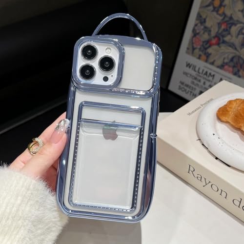 Image of COVERLY for iPhone 14 Plus 3D Luxury Phone Bag Style Case,Full Protective Fashion Wallet HD Photo Card Clear Slot with Purse Holder Cute Soft Silicone Aesthetic Cover for Apple iPhone 14 Plus -Blue