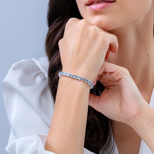 Angara Natural Aquamarine Tennis Bracelet for Women in Sterling Silver / 14K Solid Gold | March Birthstone, Birthday, Engagement, Anniversary, Wedding Jewelry Gift for Women4
