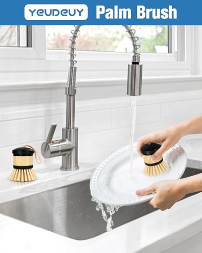 Image of Dish Brush, Palm Brush Dish Scrubber with Comfortable Grip for Dishes Kitchen Sink Scrubbing, 2Pcs