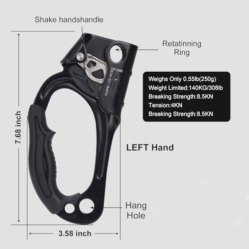 SOB Handsteigklemmen, Links Steigklemmen Handaufsteiger Kletterbaum Baumpfleger Abseilausrüstung Seilklemme für 8-13mm Seile