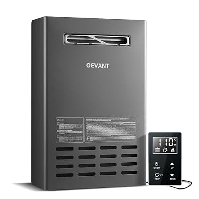 OEVANT Outdoor Tankless Water Heater, 109,000 BTU/4.23 GPM Propane Instant Hot Water Heater with CSA Certified?Smart Temperature Control, Propane Gas, Security Protections for Whole House-Silver Gray