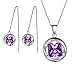 Produktbild Aurora Tears Februar Birthstone Schmucksets 925 Sterling Silber Lila Amethyst Geburtsstein Halskette und Ohrringe Set Geschenke für Frauen und Mädchen DS0029F