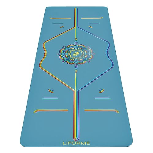 Liforme Travel Yoga mat – Patented Alignment System, Warrior-Like Grip, Non-Slip, Eco-Friendly, Ultra-Lightweight and Sweat Resistant, Made with Natural Rubber