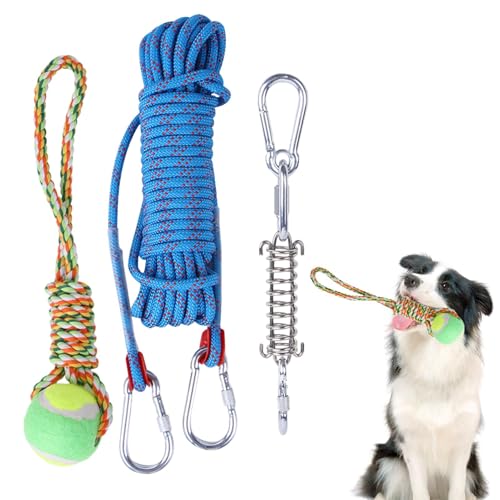 Nankoyal Giocattolo con corda a molla, giocattolo da tiro con corda per cani | Giocattolo per esercizi all'aperto | Muscle Builder Spring Pole Kit Giochi da esterno per giochi di razze di taglia