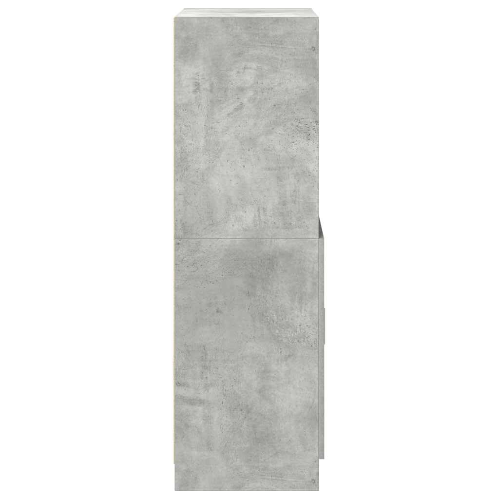 Szara betonowa szafka kuchenna 57 x 41,5 x 131,5 cm z płyty wiórowej z drzwiami i otwartymi półkami, szafka dolna, duża przestrzeń do przechowywania sprzętu AGD, stabilna