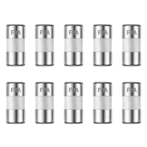ALLECIN 8A 250V Fast Blow Ceramic Fuse 3.6X10MM F8A Universal Travel Power Adapter Replacement Fuses 8 Amp 250 Volt (Pack of 10pcs)