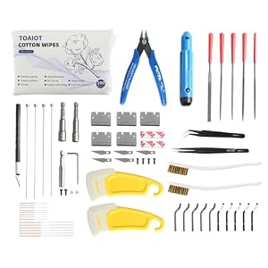 BCZAMD 36Stück 3D Drucker Werkzeug-Kit enthält Düse Uncloger Harz Entfernung Reinigung Entgraten Werkzeug Schleifen und Hotend Demontage Mehrzweck Werkzeug 3D Drucker Zubehör für Trimmen und Finishing