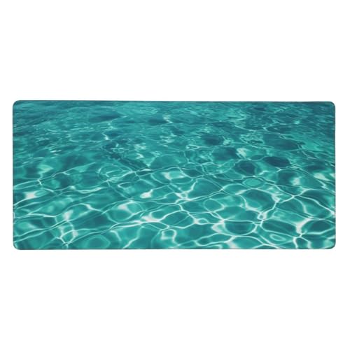 Tapis de souris de jeu XXL bords cousus finition turquoise