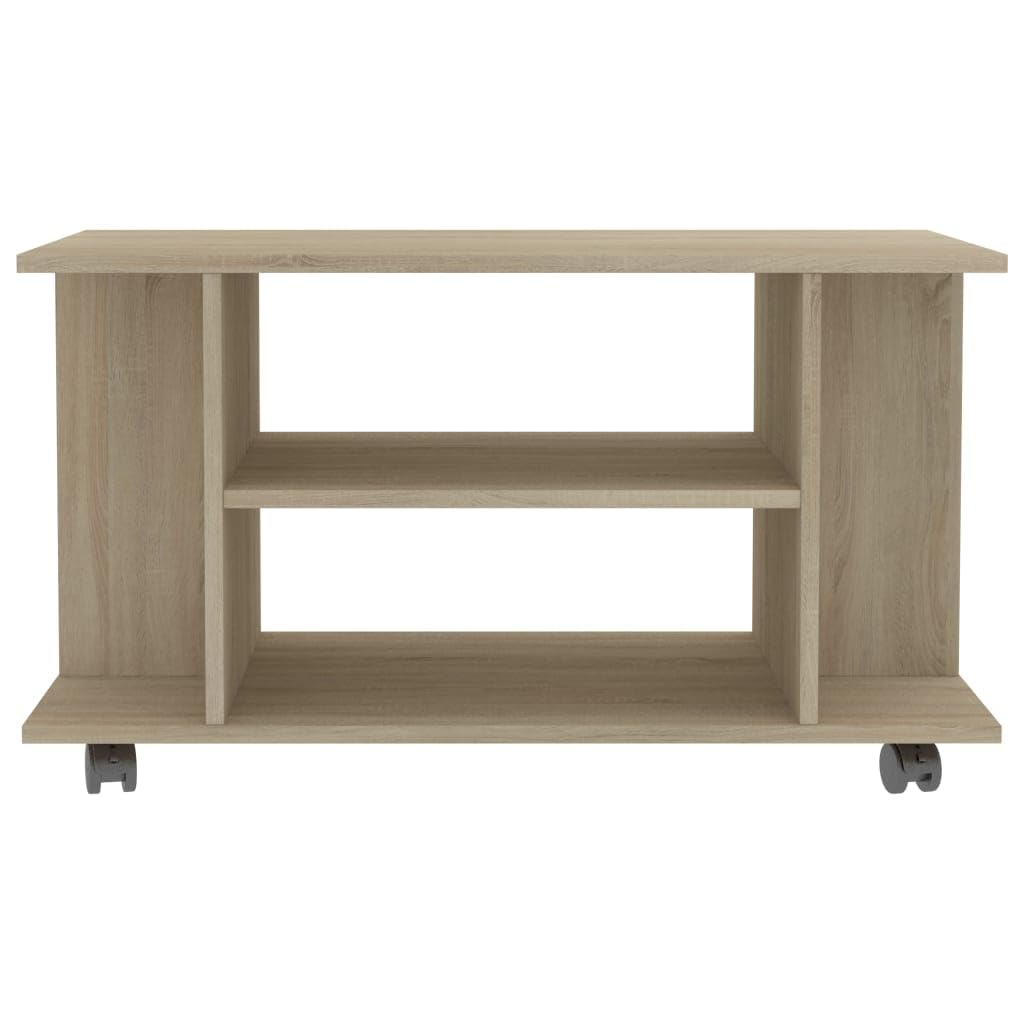 vidaXL Mobile TV con Ruote e Scomparti Aperti Robusto Elegante Armadietto Basso Multimediale Credenza Rovere Sonoma 80x40x45 cm in Truciolato