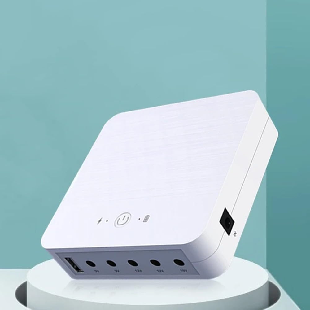 Mini UPS Backup Akku 13200mAh Kompakt Mehrfach DC Ausgang 5V 9V 12V 19V Dual-Gerät Leistung Li-Ion Tragbar Weiß Überlastschutz Für Router Sicherheitssystem Kamera Reise Büro