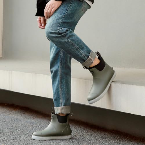 Sowdus Gummistiefel Herren Gefütterte, Original Grundlegend Wasserdicht Atmungsaktiv Stiefeletten, Anti-Rutsch Mode PVC Chelsea-Stiefel, Gummistiefel Herren