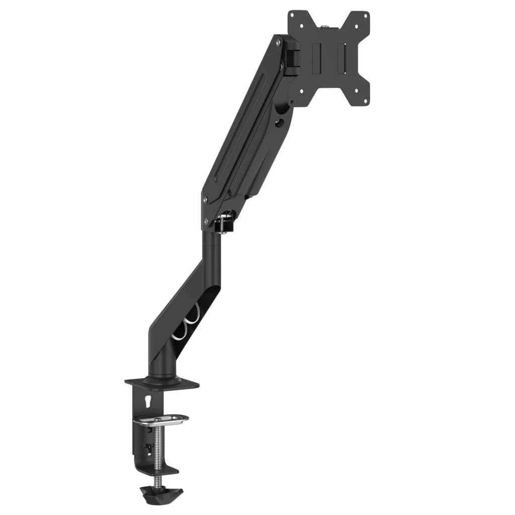 Braccio singolo per monitor da 27 pollici, con molla a gas con inclinazione di 90° verso l'alto e 70° in basso, rotazione di 360°, rotazione di 180°, portata 10 kg, VESA 75 x 75/100 x 100 mm, morsetto
