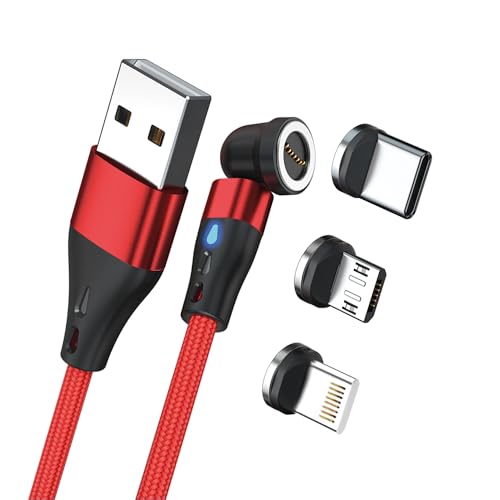Realpower Câble magnétique 3 A, 1 m, rouge, avec adaptateurs