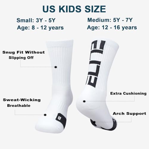 Boys Basketball Crew Socks for Girls Youth Kids, Cushion Performance Athletic Basketball Socks3