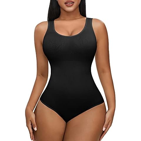 Hioffer wear Bodysuit Thong for Women Tummy Control Slimming Bodysuits Sleeveless Full Body suit Tops Cover