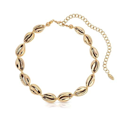 Ettika Gold Necklaces, Choker Necklace for Women. Golden Cowrie Shell In 18k Gold Plated. Birthday Gifts For Women, Jewelry