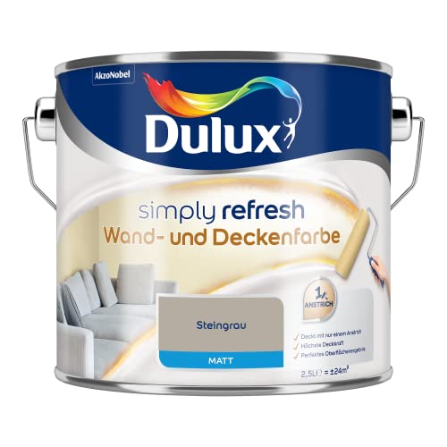 Dulux Simply Refresh pintura para pared y techo - Gris piedra - 2,5 litros - Pintura interior refrescante y duradera para un hogar hermoso