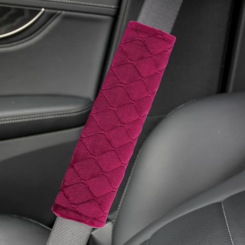Image of Amooca Soft Auto Seat Belt Cover Seatbelt Shoulder Pad Cushions 2 PCS for a More Comfortable Driving Universal Fit for All Cars and Backpack Wine Red