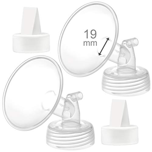 Image of Maymom 19mm Flange and Duckbill Valve Compatible with Spectra S1 Spectra S2 Breastpump Not Original Spectra S2 Accessories Spectra Pump Parts Replace Spectra Duckbill Valve and Flange