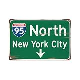 Interstate 95 Highway Tin Sign NYC Roadside Wall Decor (8X12 IN)