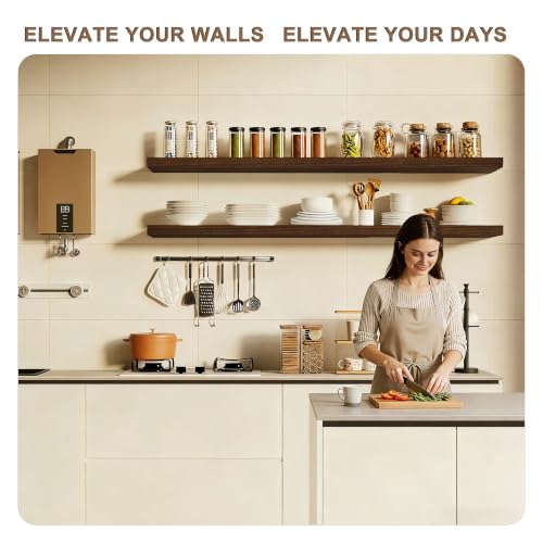 Image of 60in Floating Shelves, 2-Pack 12in Deep Wall Shelf