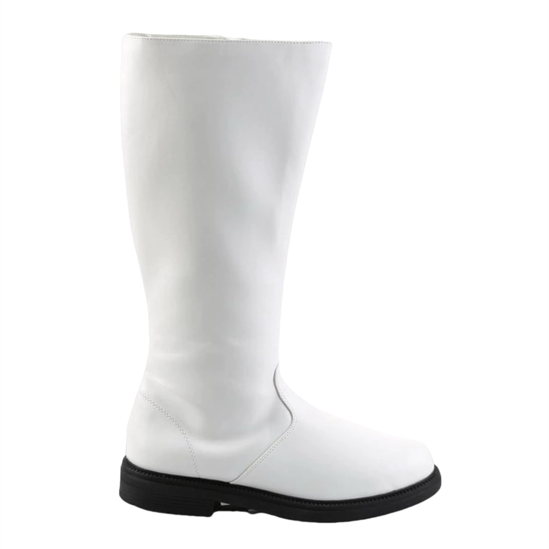 DUNHAO COS Men's Hero Cosplay Boots Medieval Viking Pirate Boots Halloween Costume Shoes- White US 7.5/CH39