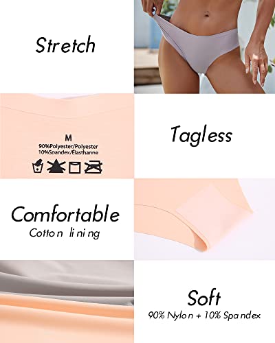 Image of Women's Seamless Bikini Panties Soft Stretch Invisibles Briefs No Show Hipster Underwear cheeky 9 pack XS-L