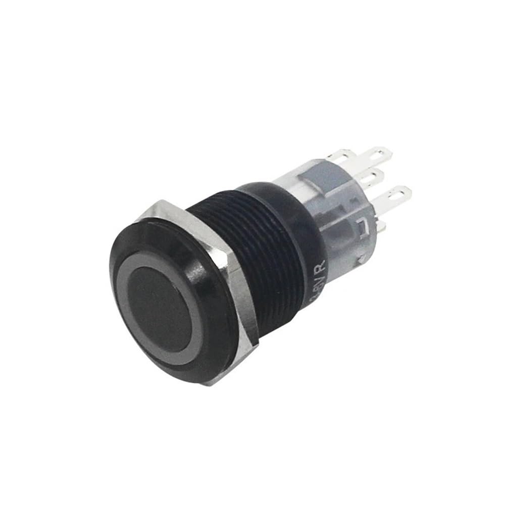 LED Light Momentary Power Switch 3V 5V 12V 24V 220V 12/16/19/22mm 1Pcs(19MM-Flat Head_Black-MOMENTARY_3-8V(5V))