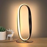 NUÜR Circle LED Table Lamp, 3 Color Temperatures Bedside Lamp for Living Room, Stepless Dimmable Bedside Table Lamp, Black Unique Nightstand Lamp for Bedroom, Home, Office