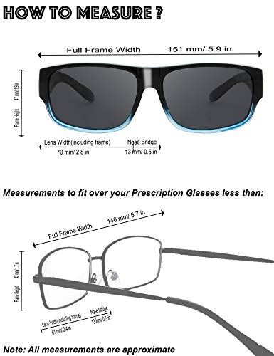 Image of The Fresh High Definition Polarized Wrap Around Shield Sunglasses for Glasses - Leather Eyeglasses Case