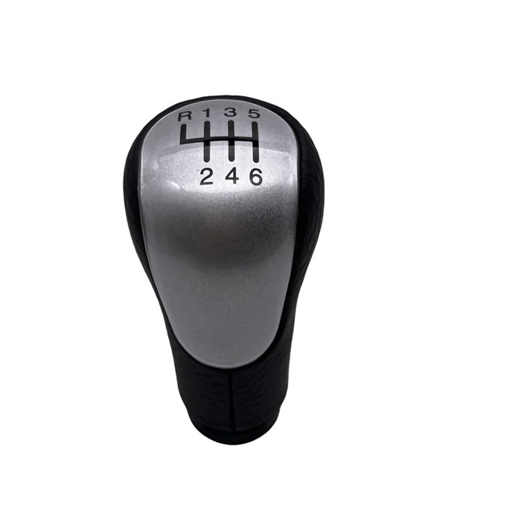 Ymengoz 6 Speed Silver Automotive Parts Gear Shift Knob Leather Shifter Gaiter Boot Cover Case For Ford For Fiesta For Fusion For Transit For Connect 2002-On(6 Speed Silver)
