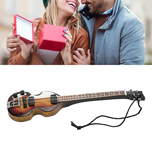 Pssopp Pingente musical de baixo mini chaveiro de instrumentos musicais de madeira para decoração de