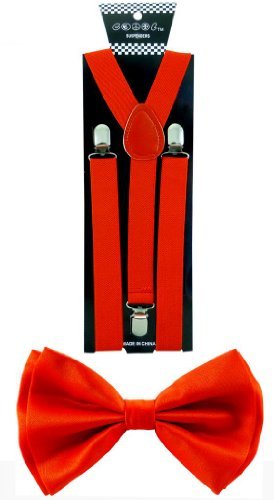 Nice Shades Combo Pack Suspenders & Bow Ties Red