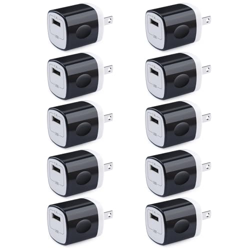 USB Charger Adapter, 1A Cube Charger Block 10PC Single Port Wall Outlet Charge USB Wall Plug Compatible iPhone 16/15/14/13/12/11 Pro Max/SE/X/8/7,Samsung Galaxy S24/S23/S22/S21 FE/S20/A15 5G/A35,Moto