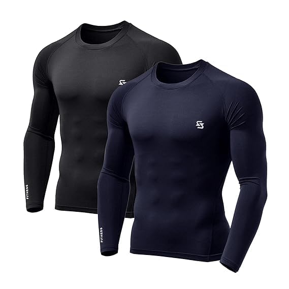 Men's Cool Dry Short Sleeve Compression Shirts, Sports Baselayer T-Shirts Tops, Athletic Workout Shirt