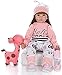 GAOFQ Mignon bébé Reborn poupée, 24 Pouces 60Cm Cheveux Longs Princesse Fille réaliste Silicone Doux Reborn bébé poupée Jouet Enfant en Bas âge poupée Jouet Cadeau, Yeux Bruns