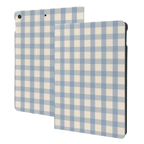 Étui pour iPad 10.2 vêtement vichy bleu vintage avec support veille automatique