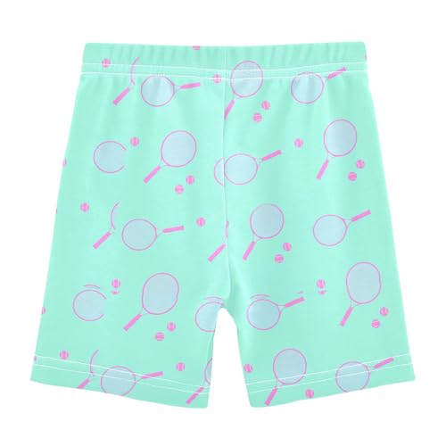 Racket Ball Sport Teal Girls Bike Shorts Toddler Dance Athletic Shorts Under Dress Clothes for Summer,4T2