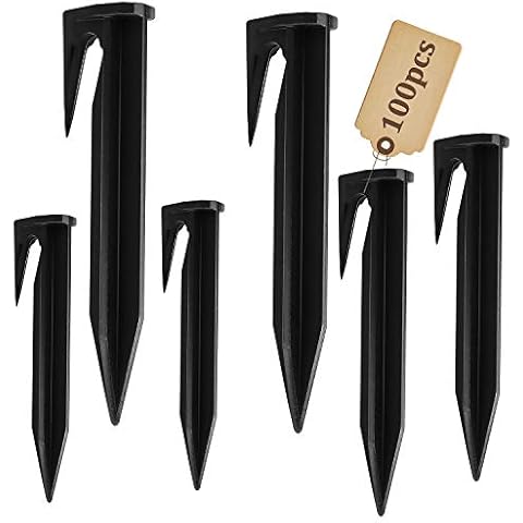CPROSP Pack of 100 pegs robotic lawnmower hooks for attachment, 12.5 cm, plastic Cover