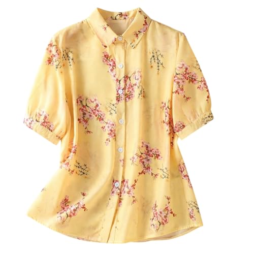 Image of Gufrina Womens Casual Button Down Shirt with Abstract Floral Print in Blush Pink Color, Long Sleeves and Relaxed Fit Design